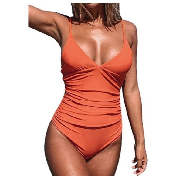 CUPSHE Women's One Piece Swimsuit Tummy Control V Neck Bathing Suits - Picture 1 of 4